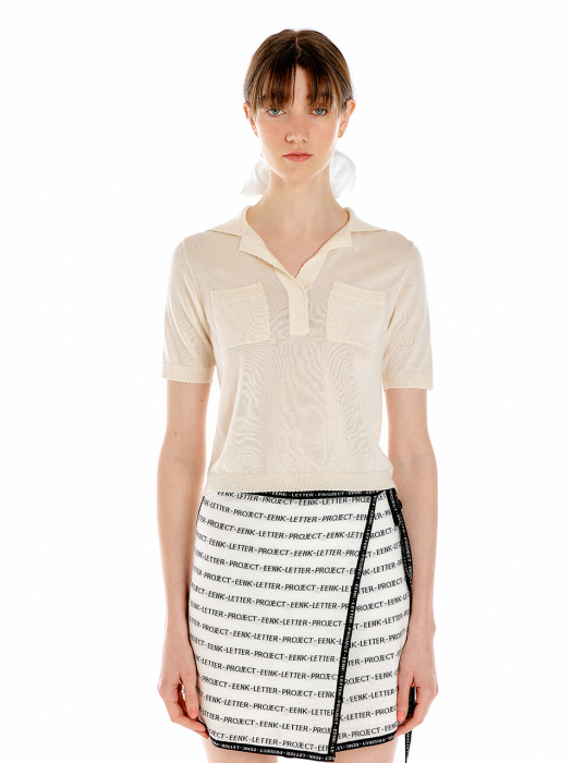 [EENK] UK Short Sleeve Polo Knit - Cream