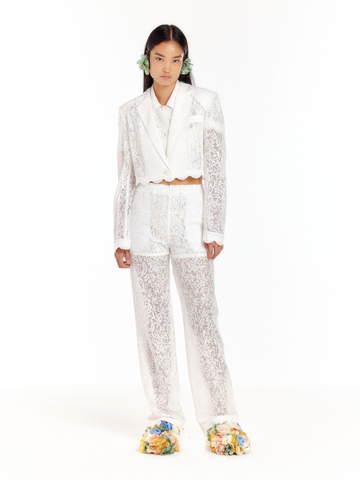 [EENK] Umbo Lace Short Jacket - White