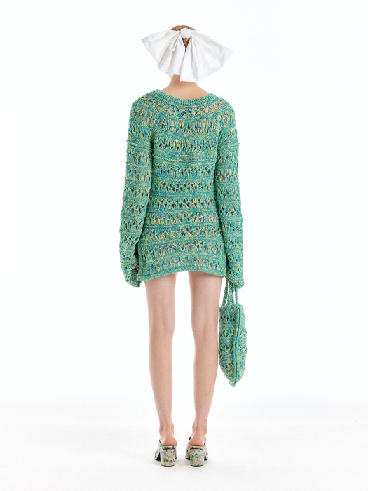 Eenk Uleaf Net Mini Dress - Green