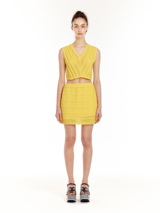 Eenk Uwavy Ruffle Knit Skirt - Yellow