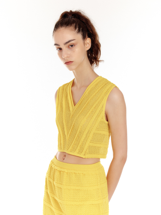 Eenk Uwave Ruffle Knit Vest - Yellow