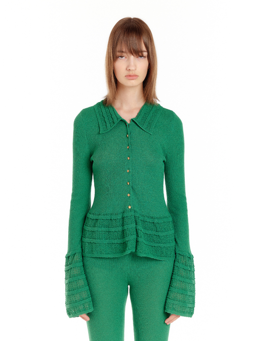 Eenk Urill Frilled Knit Shirt - Green