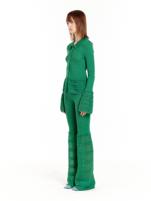 Eenk Urill Frilled Knit Shirt - Green