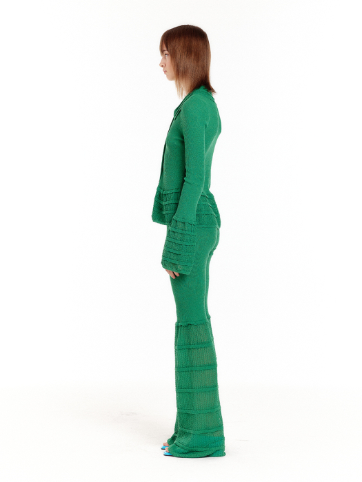 Eenk Urill Frilled Knit Shirt - Green