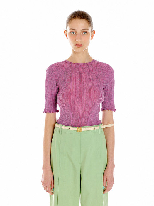 [EENK] Util Pleated Knit Top - Pink