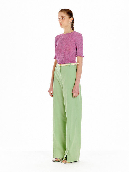 [EENK] Util Pleated Knit Top - Pink