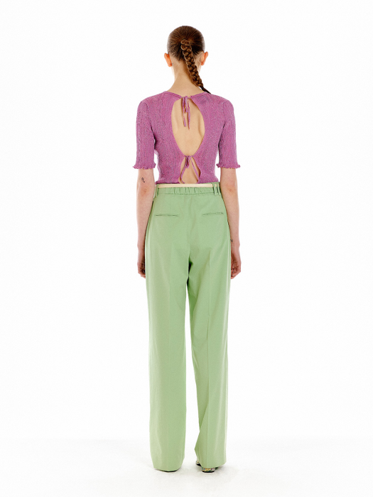 [EENK] Util Pleated Knit Top - Pink