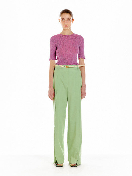 [EENK] Util Pleated Knit Top - Pink