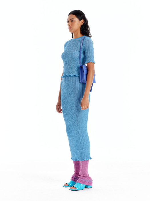 Eenk Util Pleated Knit Top - Blue