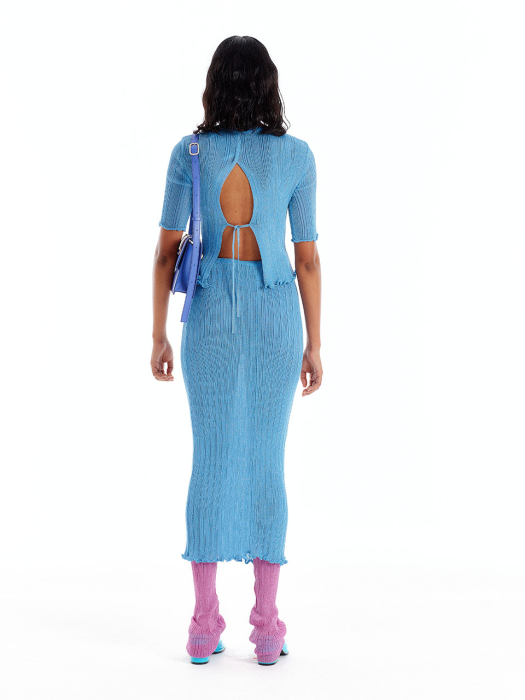 Eenk Util Pleated Knit Top - Blue