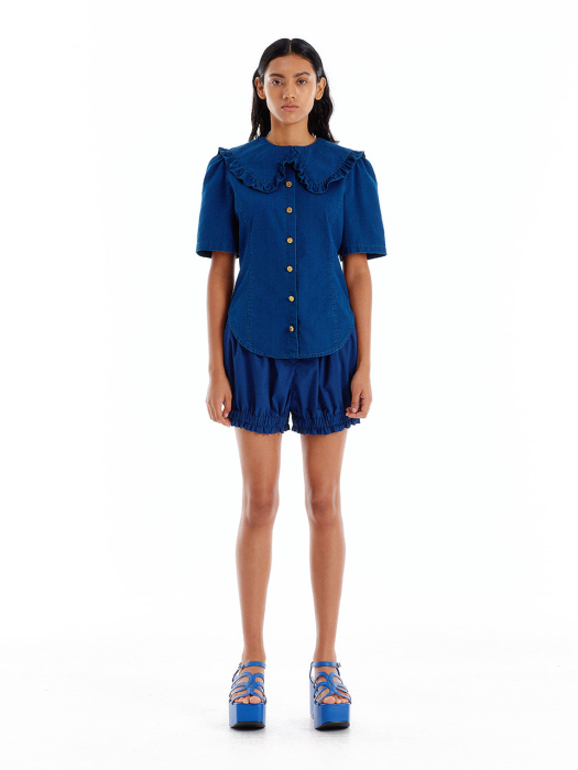 [EENK] Ulala Shirred Volume Pants - Navy