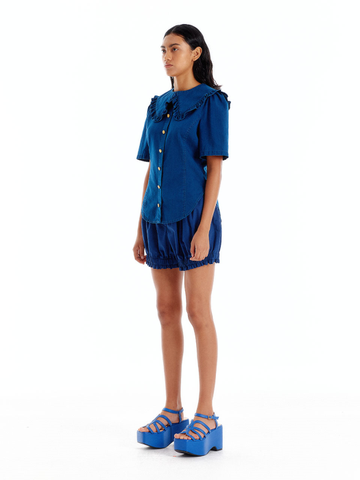 [EENK] Ulala Shirred Volume Pants - Navy