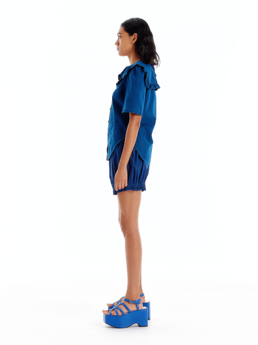 [EENK] Ulala Shirred Volume Pants - Navy