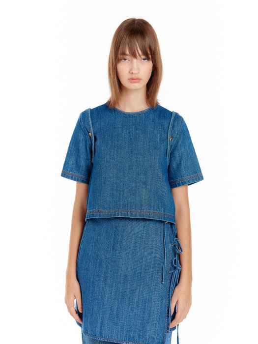 Eenk Uplaud Transformative Denim Top - Denim Blue