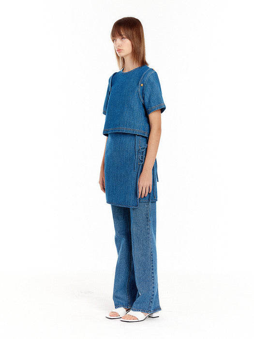 Eenk Uplaud Transformative Denim Top - Denim Blue