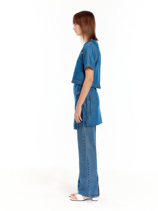 Eenk Uplaud Transformative Denim Top - Denim Blue