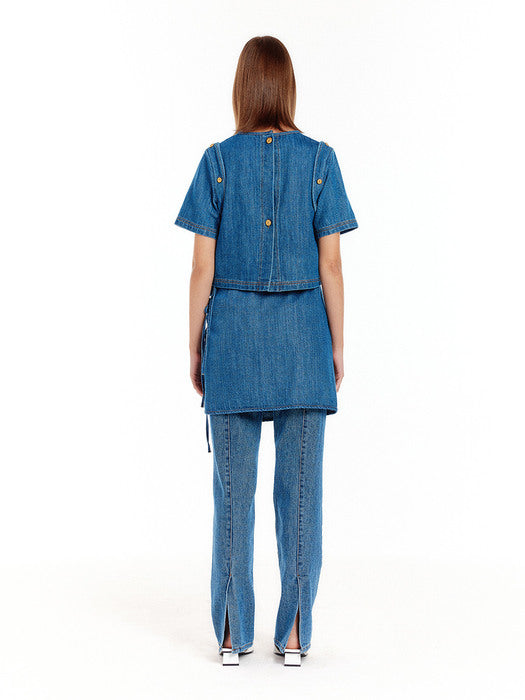 Eenk Uplaud Transformative Denim Top - Denim Blue