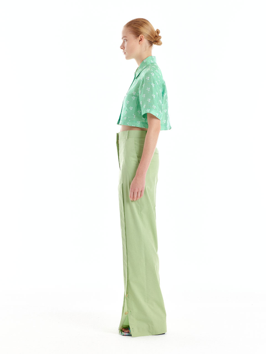 [EENK] Urth Front-Slit Wide Pants - Light Green