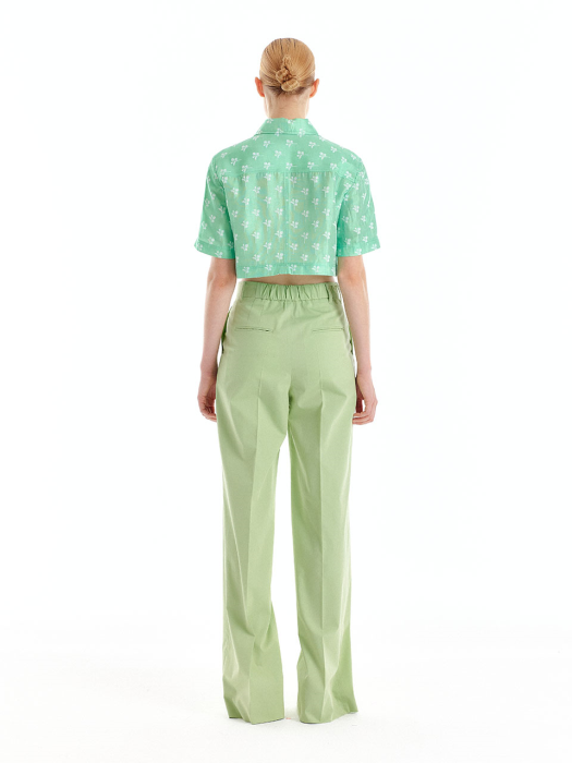 [EENK] Urth Front-Slit Wide Pants - Light Green