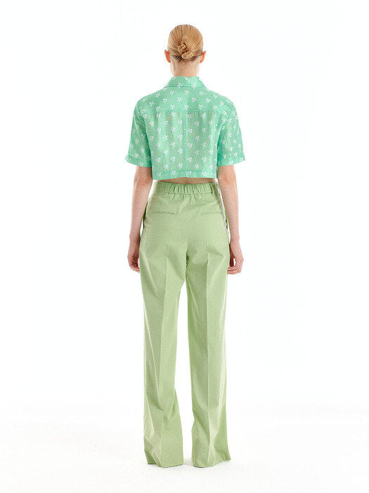 Eenk Umbil Crop Shirt - Light Green