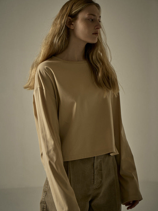Facade Pattern Silket Long Sleeve T-shirt beige