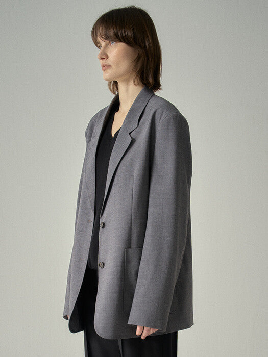 [facade pattern] Summer Wool Relaxed Jacket_charcoal