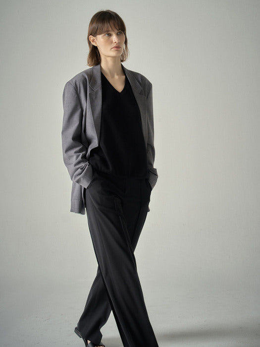 [facade pattern] Summer Wool Relaxed Jacket_charcoal