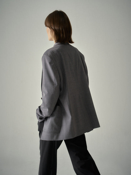 [facade pattern] Summer Wool Relaxed Jacket_charcoal