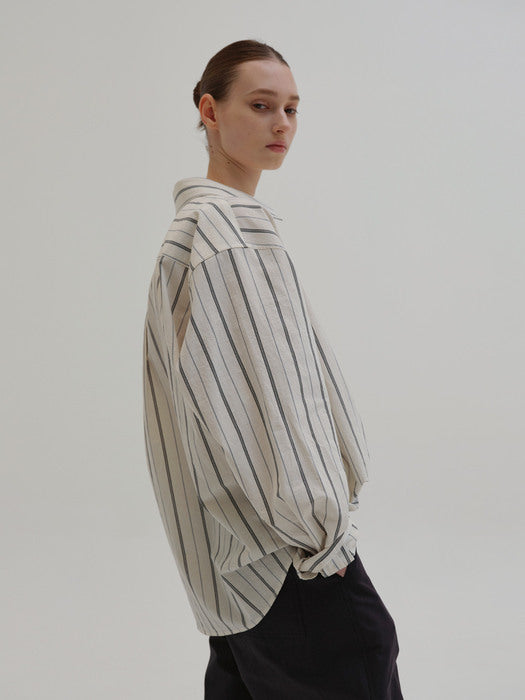 [moia] stripe shirt (navy stripe)