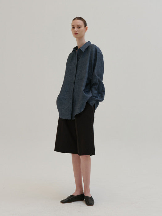 [moia] box linen shirt (indigo)