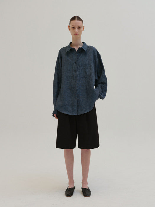 [moia] box linen shirt (indigo)