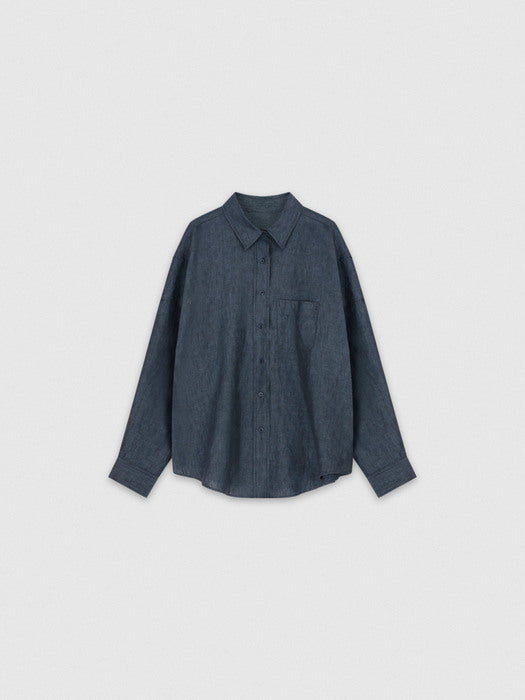 [moia] box linen shirt (indigo)