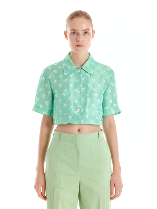Eenk Umbil Crop Shirt - Light Green