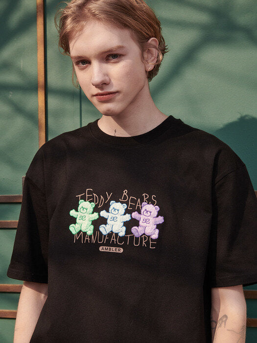 [ambler] Manufacture of bear Over fit T-Shirts AS903 (Black)