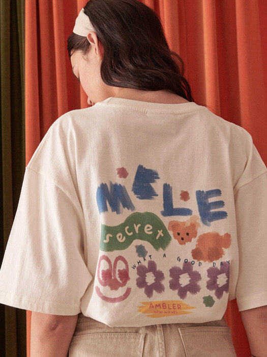 [ambler] Paint MBLE Over fit T-Shirts AS904 (Cream)