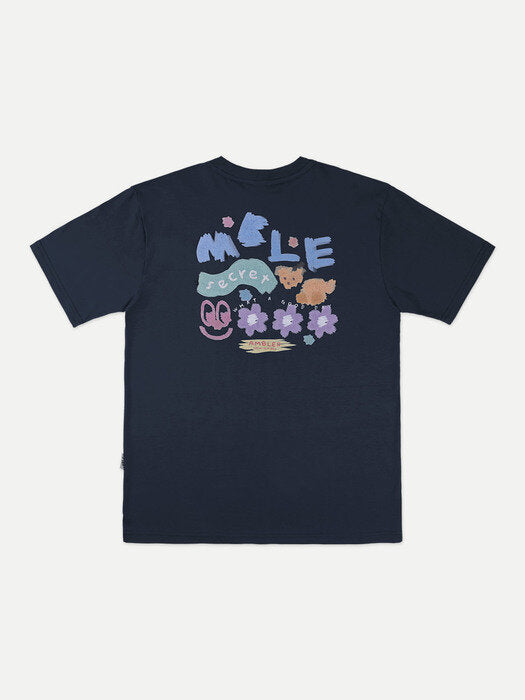 [ambler] Paint MBLE Over fit T-Shirts AS904 (Navy)