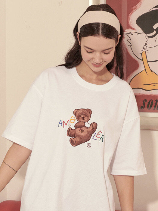 [ambler] Balloon bear Over fit T-Shirts AS905 (White)