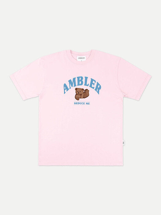 [ambler] Sliding Bear Over fit T-Shirts AS907 (Pink)