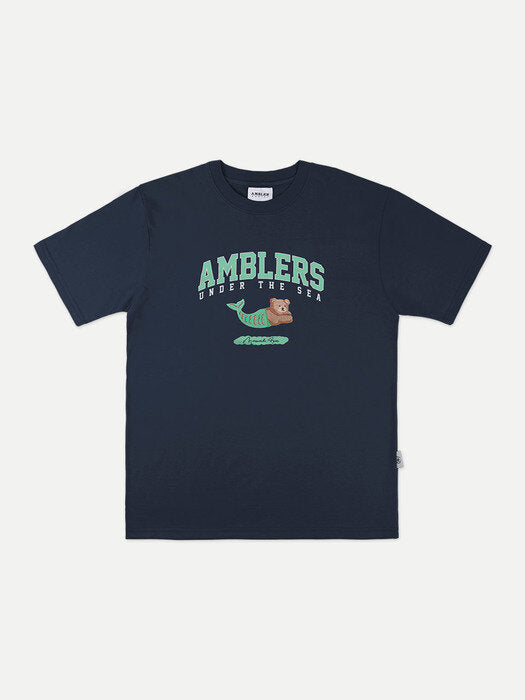 [ambler] Mermaid Bear Over fit T-Shirts AS908 (Navy)
