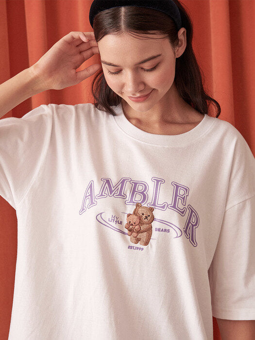 [ambler] My Little Bears Over fit T-Shirts AS910 (White)