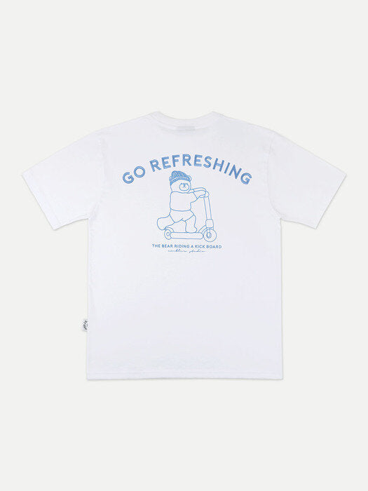 [ambler] Kick board bear Over fit T-Shirts AS915 (White)