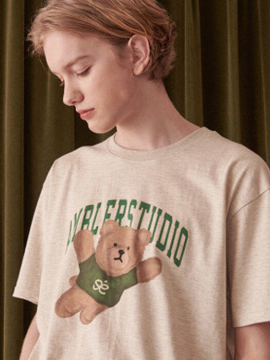 [ambler] Superman Bear Over fit T-Shirts AS918 (white melange)