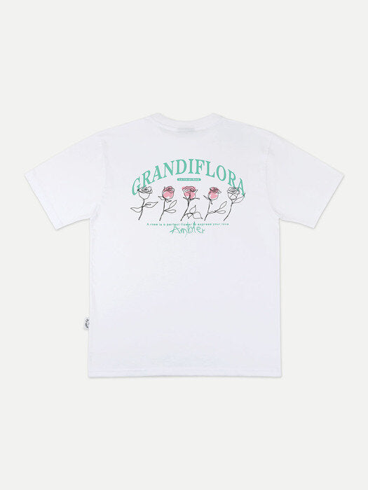 [ambler] Five flowers Over fit T-Shirts AS922 (White)