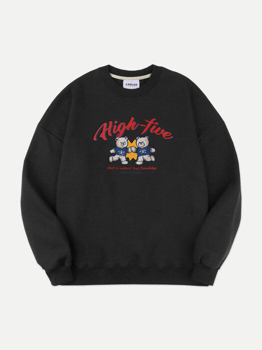 [ambler] High five Over fit Sweatshirt AMM1001 (Black)