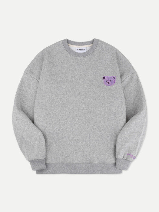 [ambler] Purple bear Over fit Sweatshirt AMM1002 (Melange)