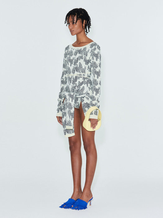 [recto] SUNRISE JACQUARD CROP CARDIGAN (NAVY)