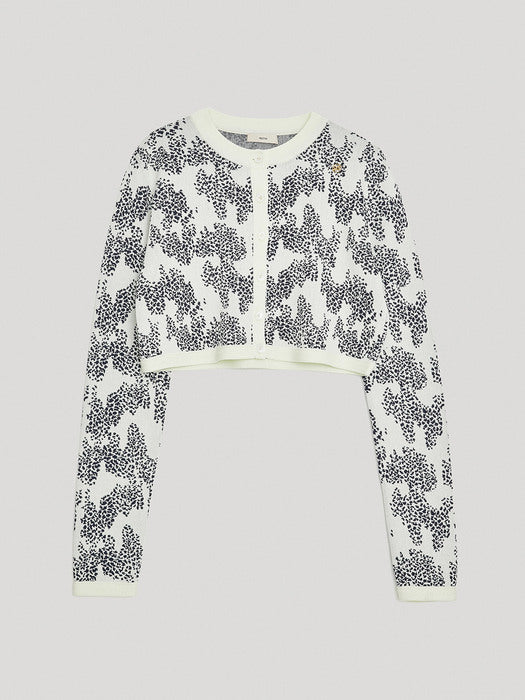 [recto] SUNRISE JACQUARD CROP CARDIGAN (NAVY)