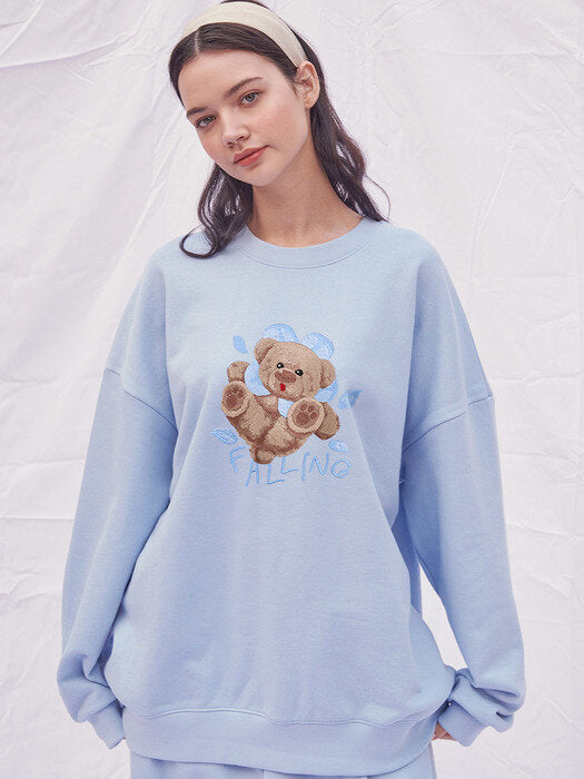 [ambler] Falling Over fit Sweatshirt AMM1003 (Blue)