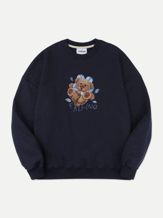 [ambler] Falling Over fit Sweatshirt AMM1003 (Navy)