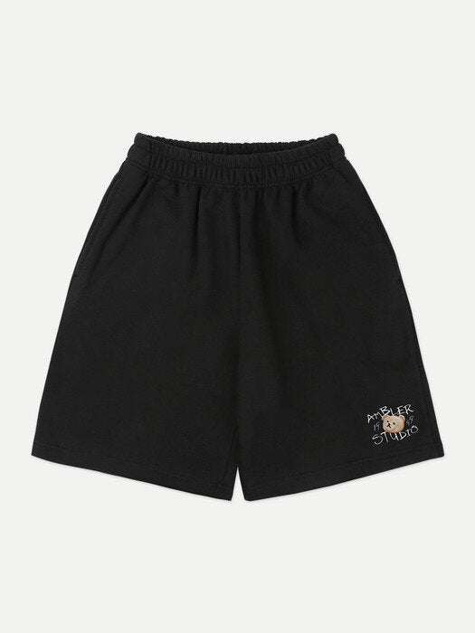 [ambler] Twist Bear Training Banding Sweat Short Pants ASP501 (Black)